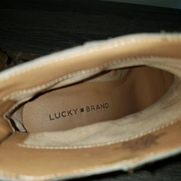 Lucky Brand Adalan Calfhair Bootie Camo Green Women's 9 Pointed Toe Ankle Boots - Picture 8 of 12